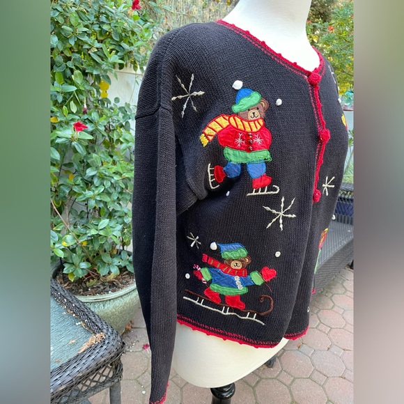 🧸Vintage Nutcracker Teddy Bear button up Christmas Cardigan Sweater | Size M - Picture 2 of 7
